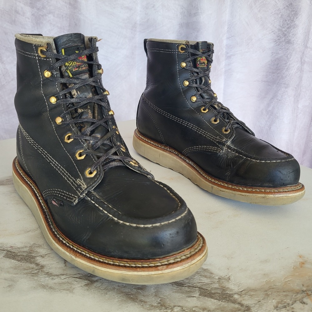 Thorogood Moc Toe Work Boots Black Size 9.5 EE Men's